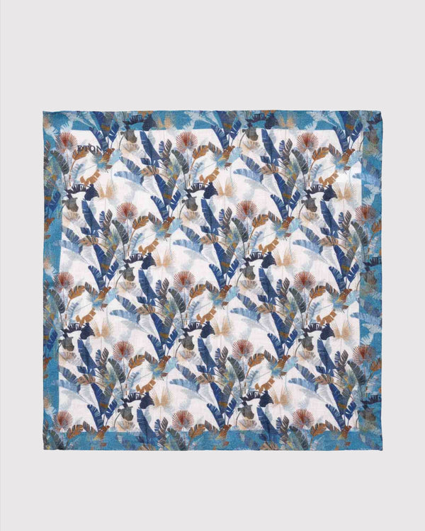 Floral Linen Pocket Square Blå