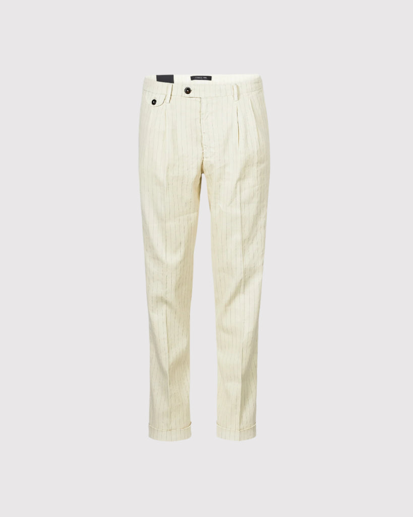 Pinstripe Linen Chino Sand