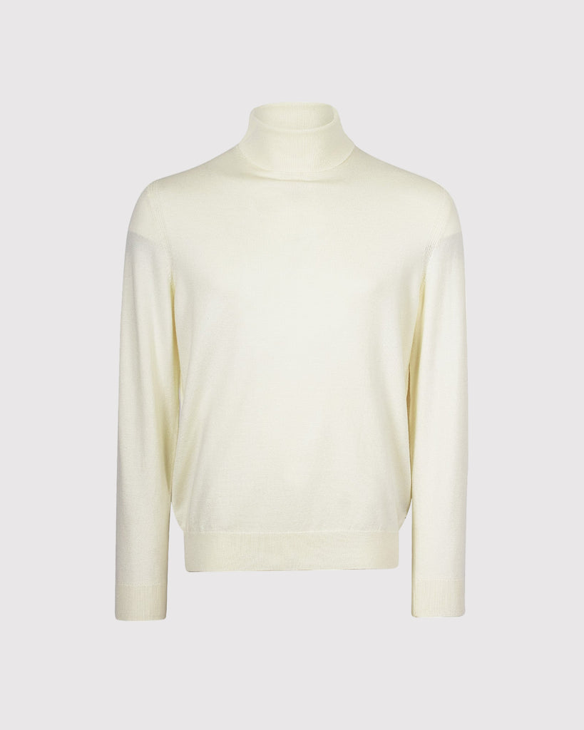 Visc Cashmere Roll Neck Creme