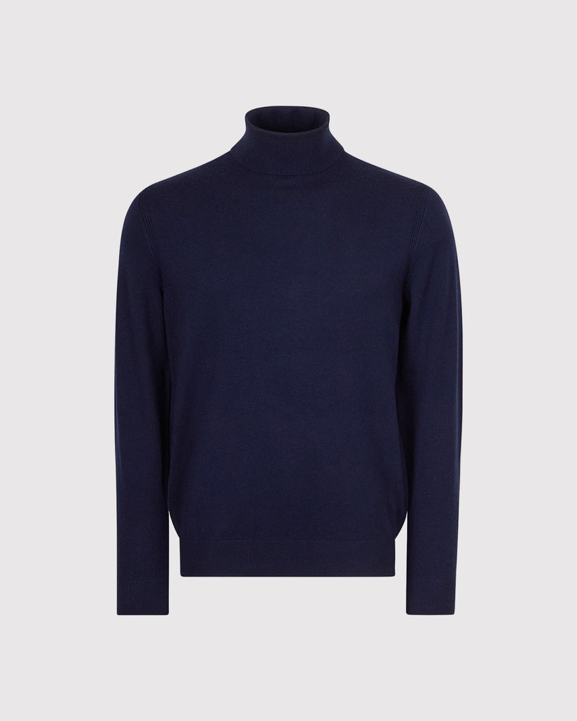 Visc Cashmere Roll Neck Blå