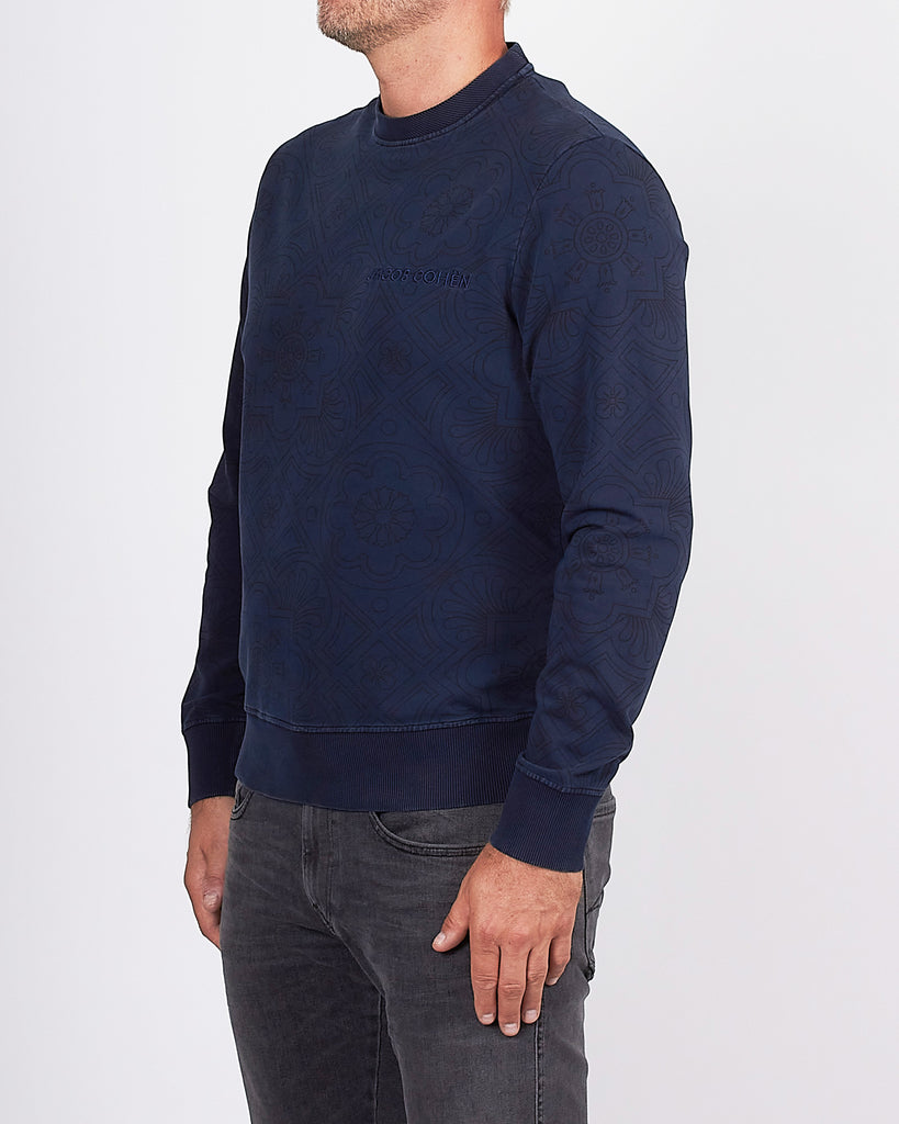 Mønstret Sweatshirt Blå