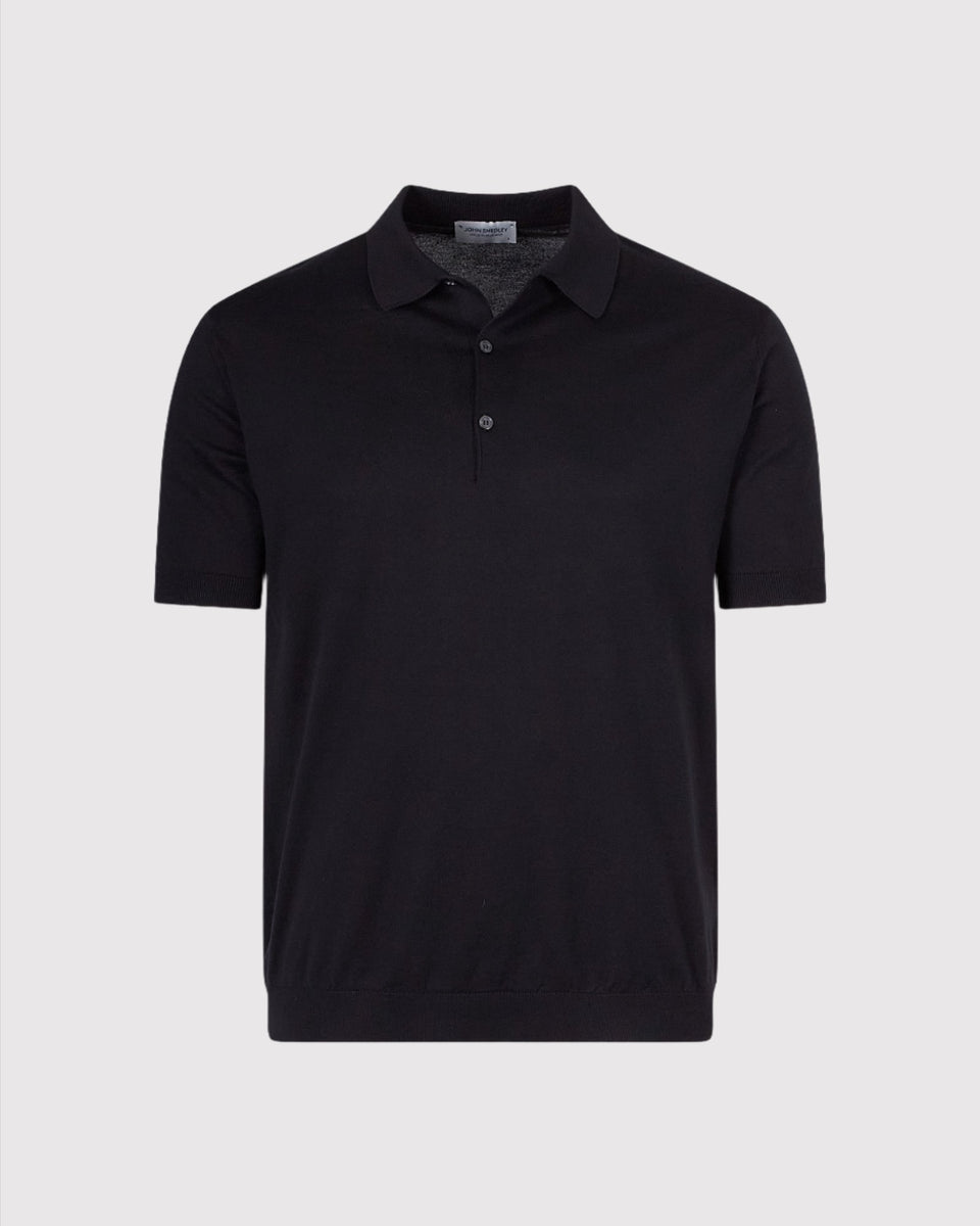 Tシャツ・カットソー JOHN SMEDLEY SS25 ADRIAN SHORT SLEEVES SHIRT (ADRIAN BLACK) JOHN SMEDLEY POLO ADRIAN S/S BLACK – Flanella Shop