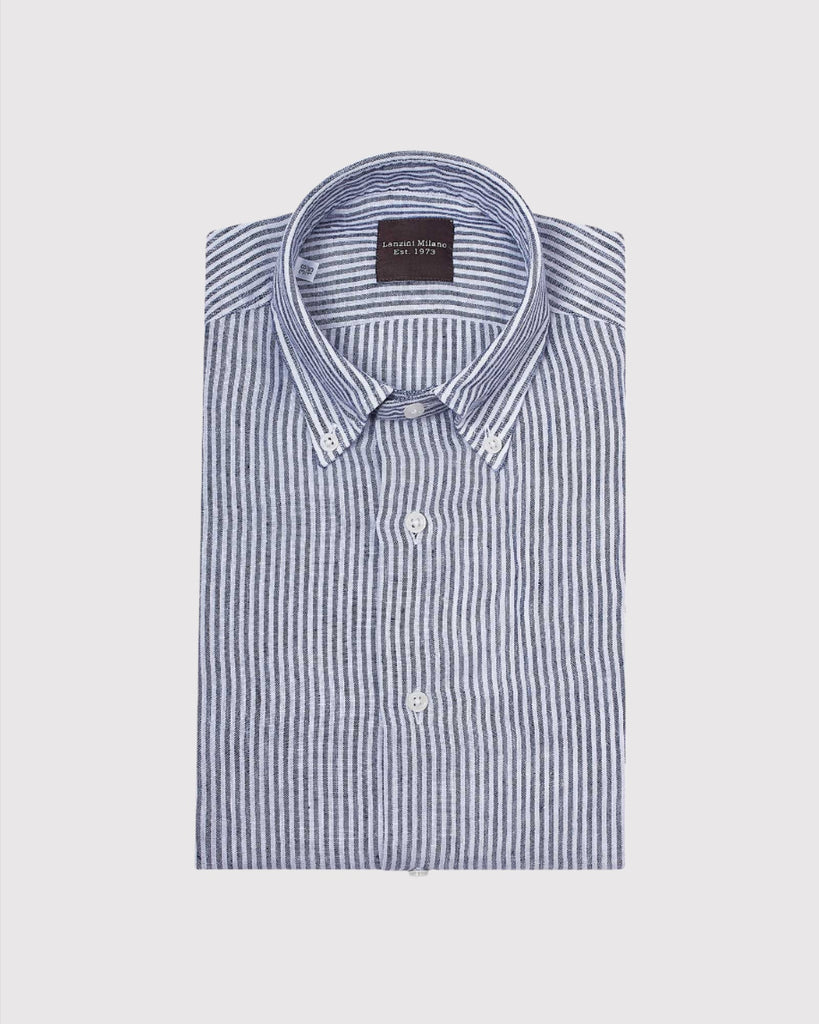 Hør Skjorte Stribet Blå