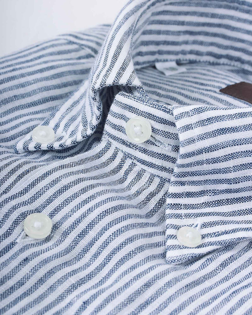 Hør Skjorte Stribet Blå