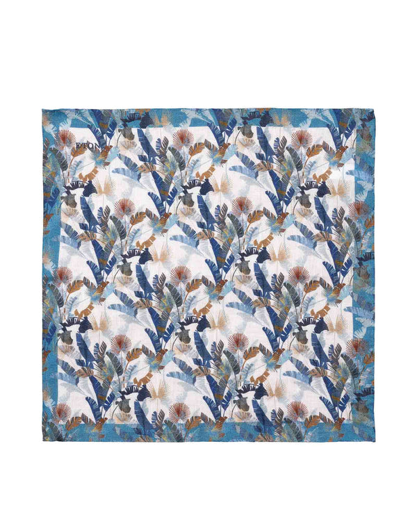 Floral Linen Pocket Square Blå