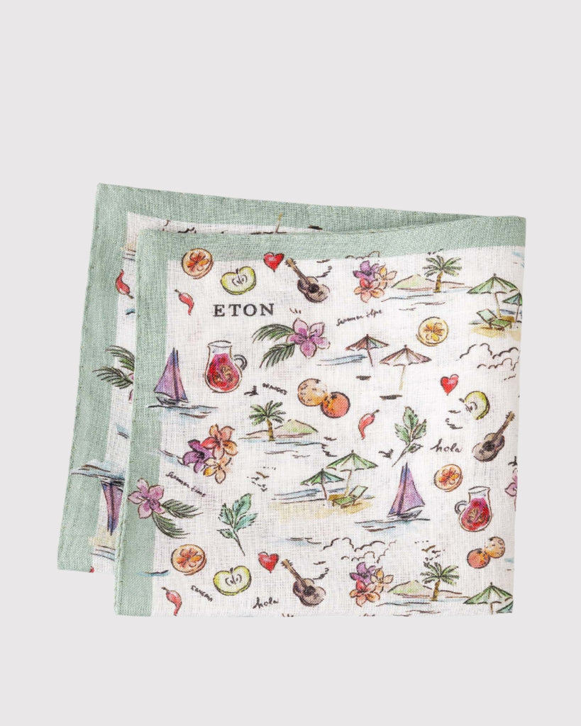 Motif Linen Pocket Square Hvid