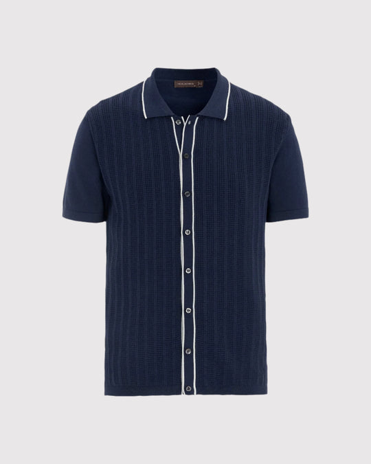 Barker Knitted Shirt Blå