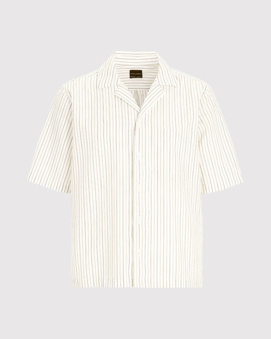 Cuban Skjorte Seersucker Creme