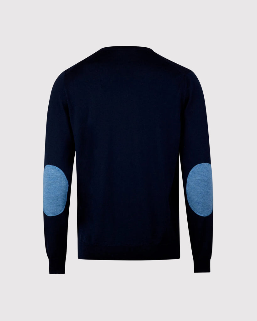 Crew Neck Merino Patch Blå