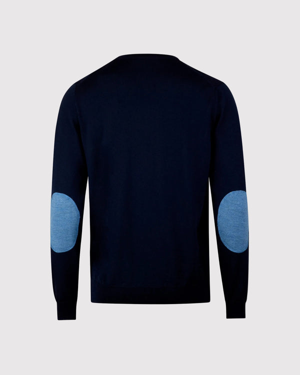 Crew Neck Merino Patch Blå