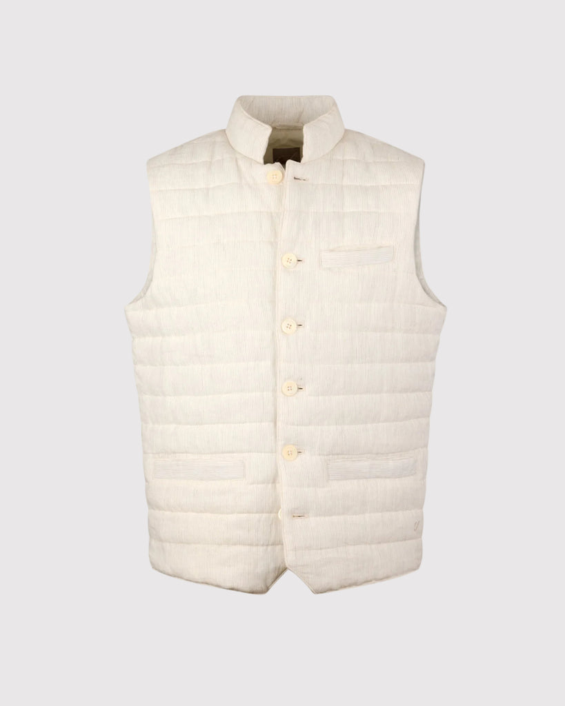 Pinstripe Linen Vest Sand