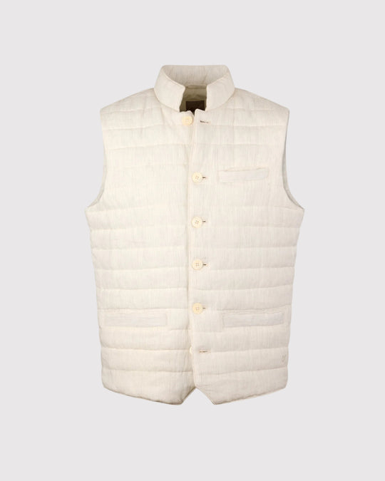 Pinstripe Linen Vest Sand