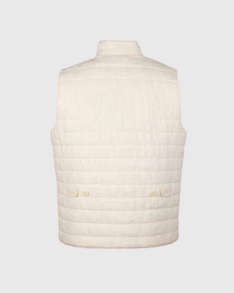 Pinstripe Linen Vest Sand
