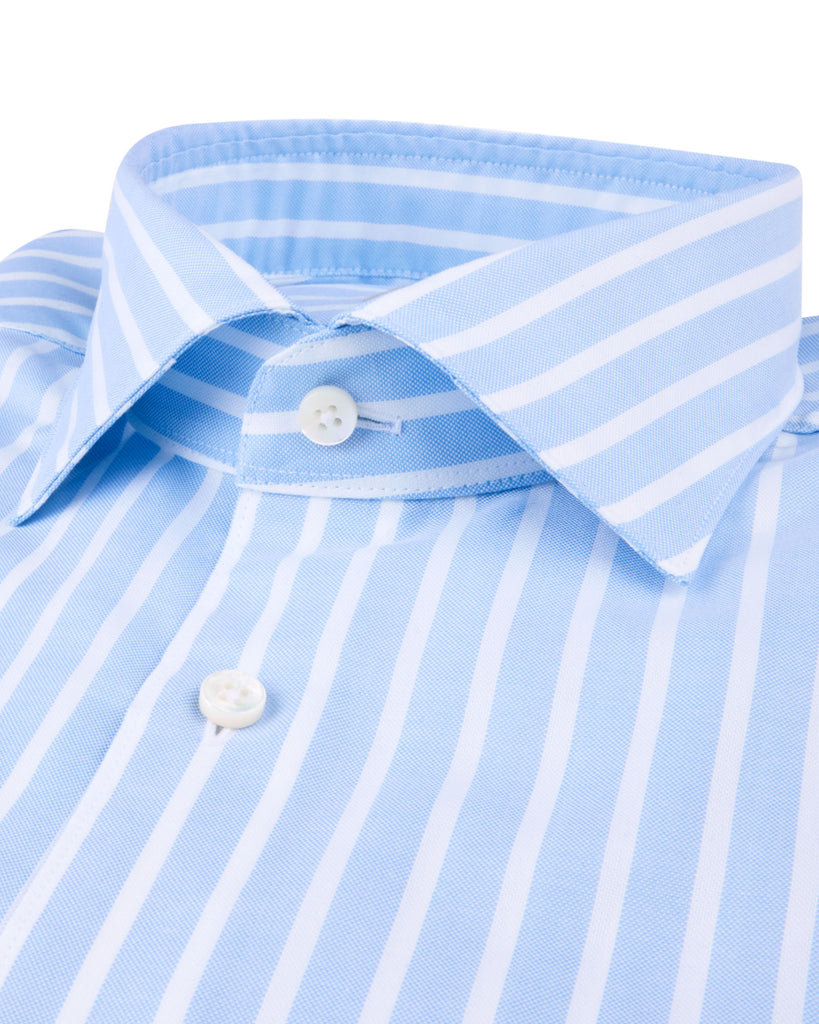 Slim Fit Stribet Oxford Lyseblå