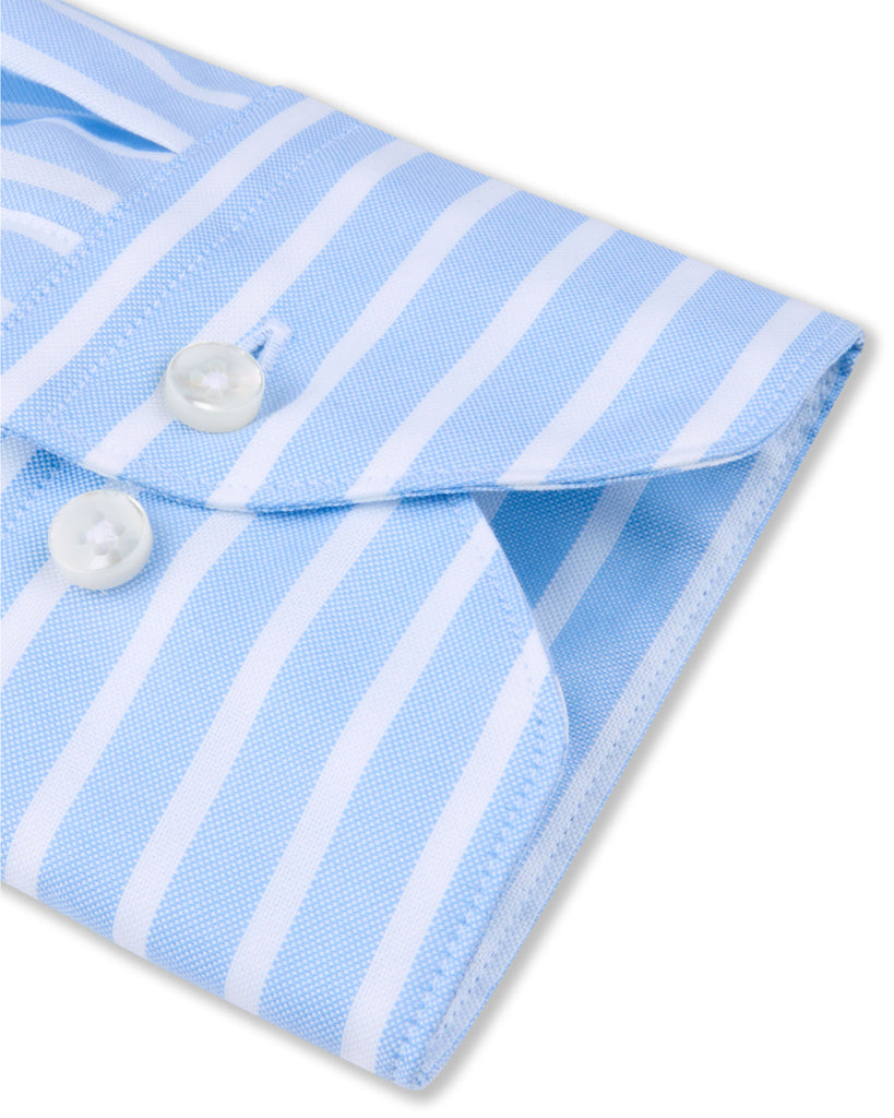 Slim Fit Stribet Oxford Lyseblå