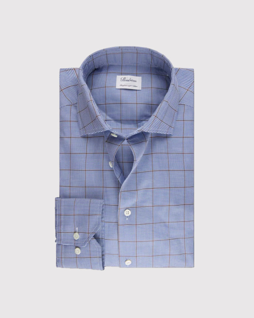 Slim Fit Blue Checked Skjorte Blå