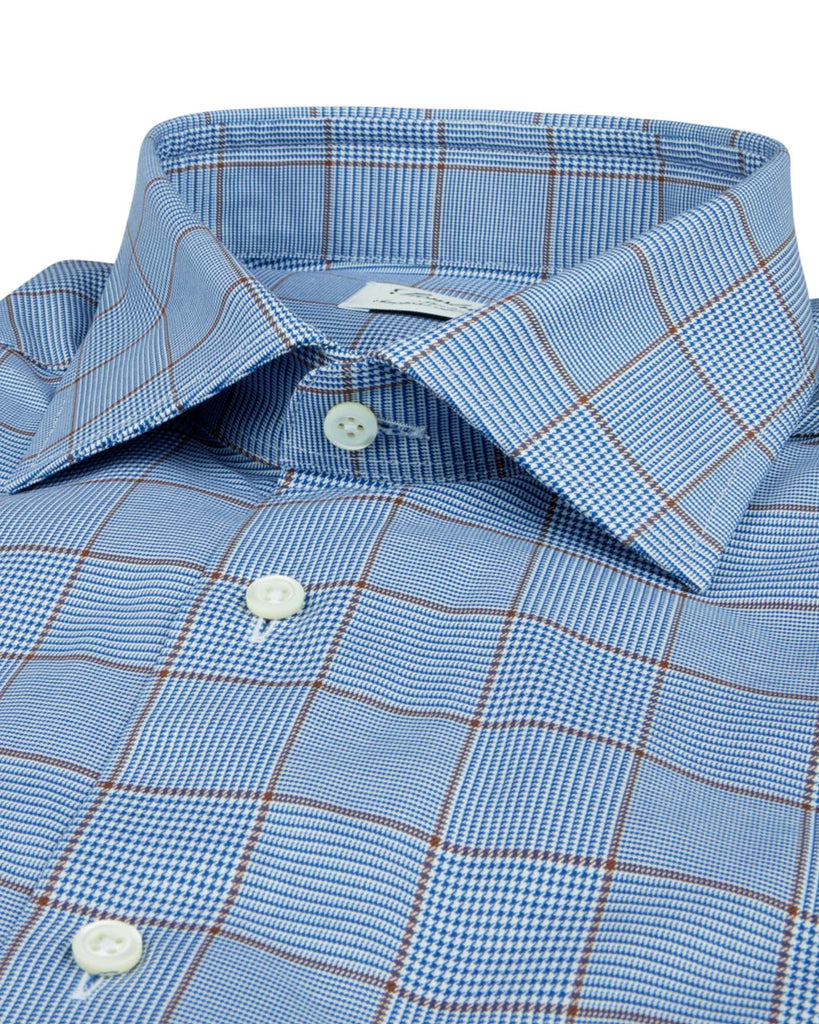 Slim Fit Blue Checked Skjorte Blå