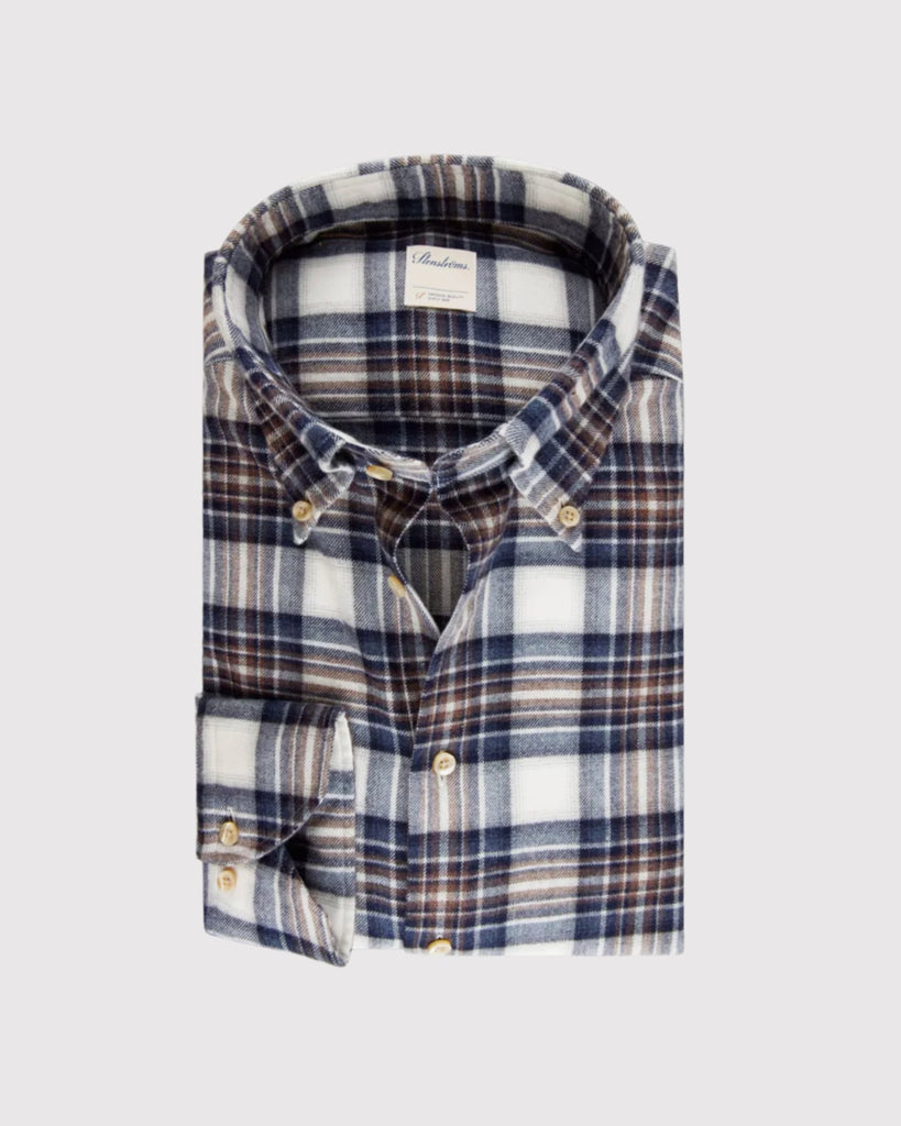 Slim Fit Checked Flannel  Blå