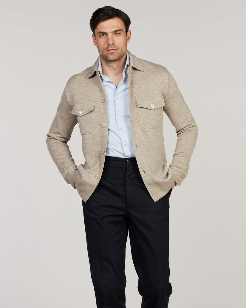 Regular Fit Stribet Twill Skjorte Blå
