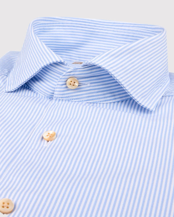 Regular Fit Stribet Twill Skjorte Blå