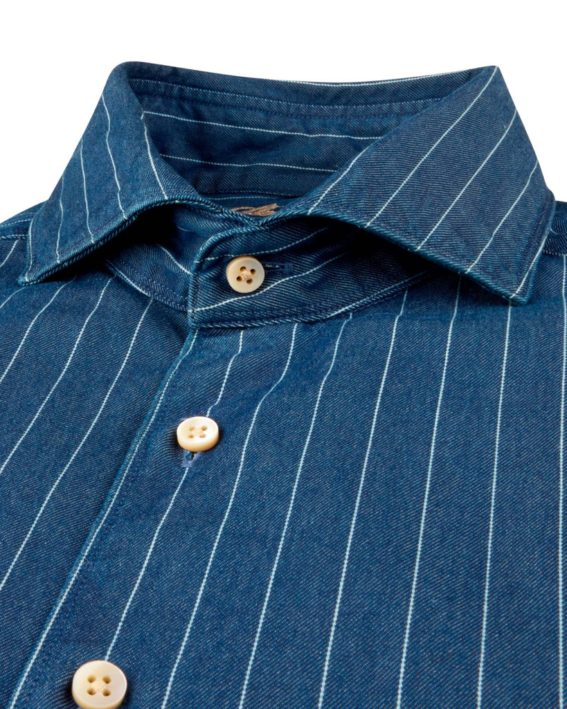 Slim Fit Indigo Stripe Shirt Blå