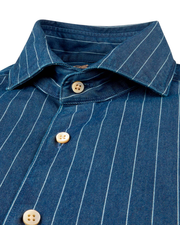 Slim Fit Indigo Stripe Shirt Blå