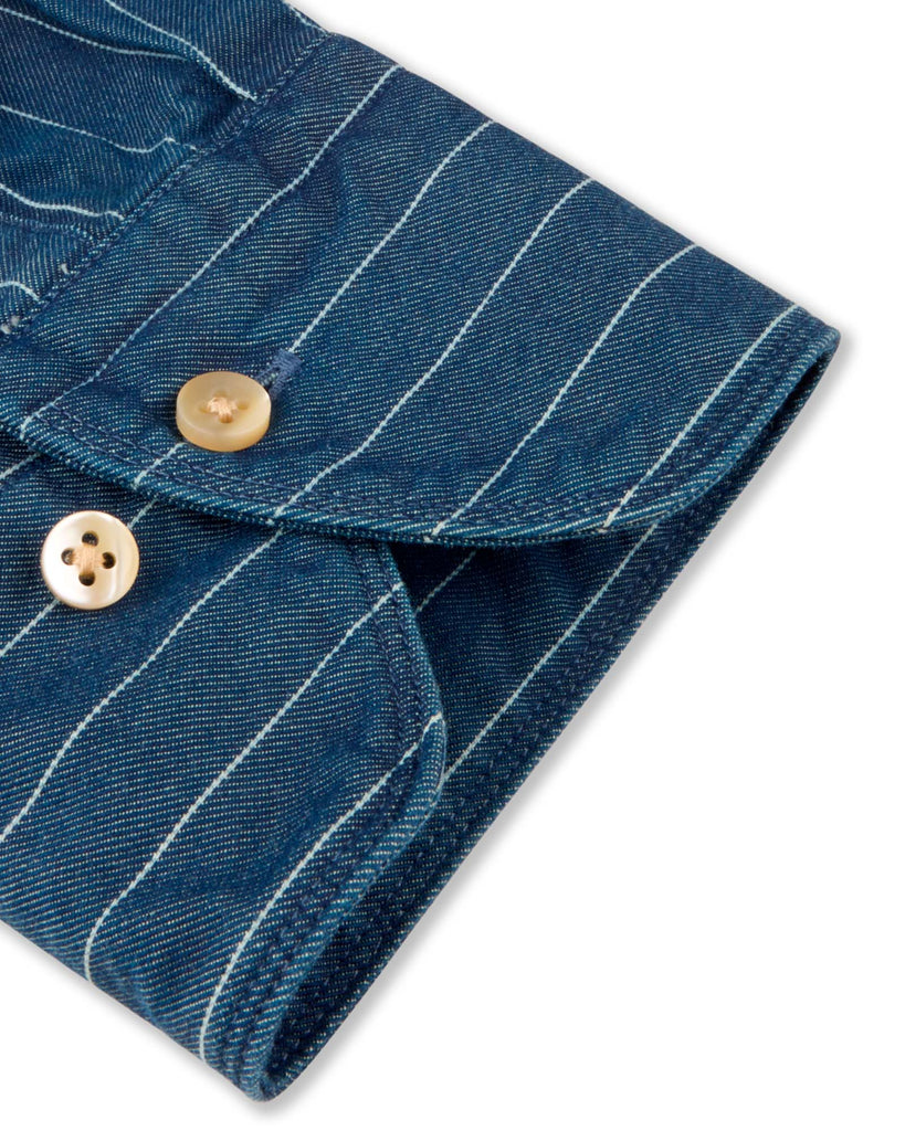 Slim Fit Indigo Stripe Shirt Blå