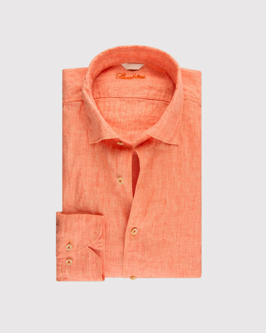 Slim Fit Hør Skjorte Orange