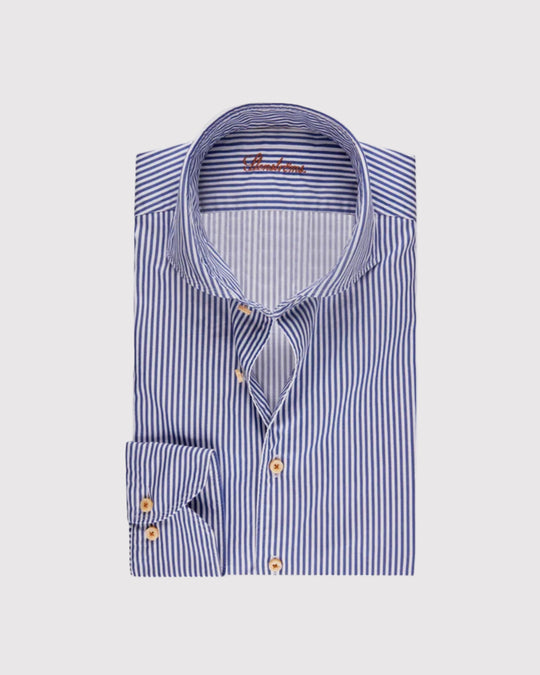 Slim Fit Casual Skjorte Stribet Blå