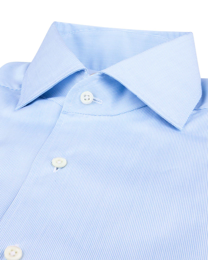 Slim Fit Stribet Skjorte Lyseblå