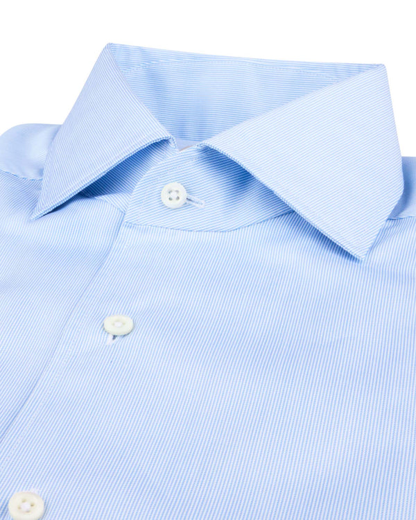 Slim Fit Stribet Skjorte Lyseblå