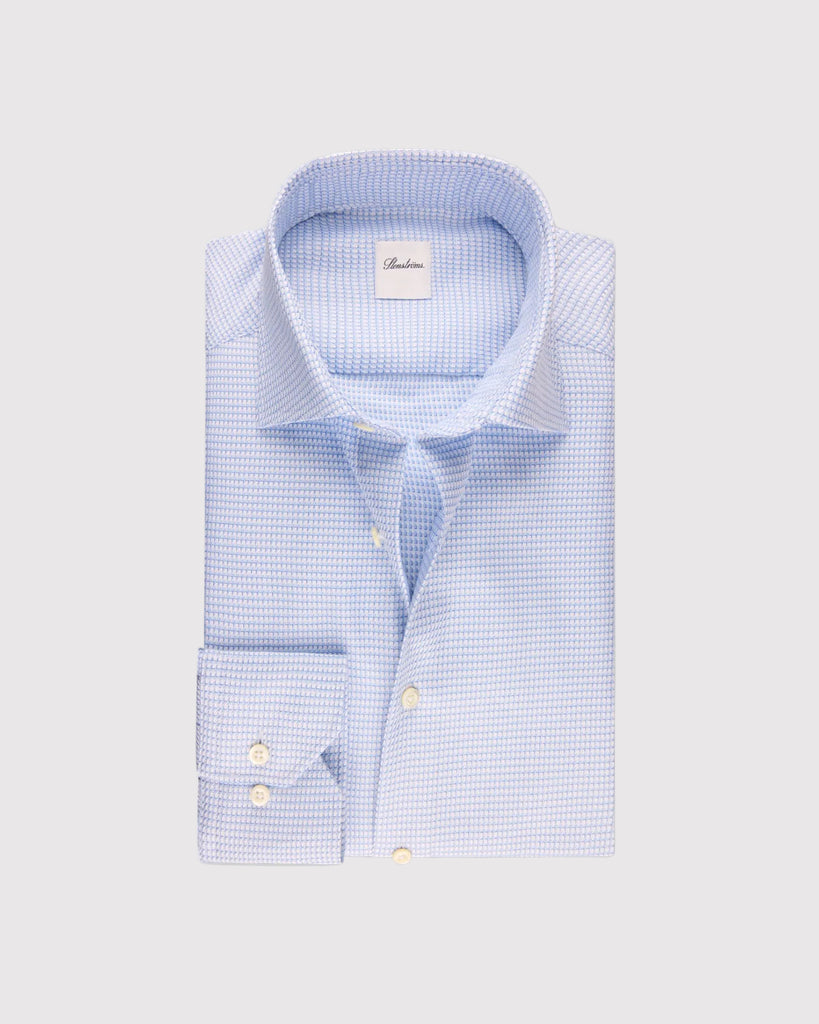 Slim Fit Skjorte Struktur Lyseblå