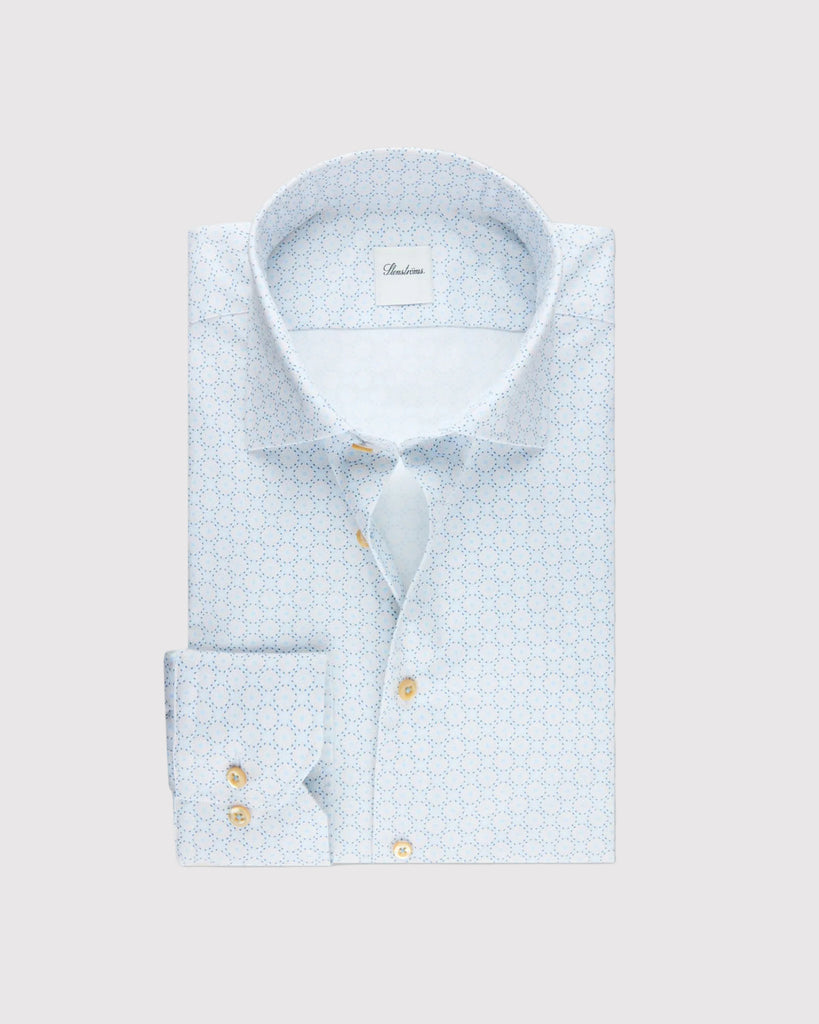 Slim Fit Skjorte Mønster Lyseblå