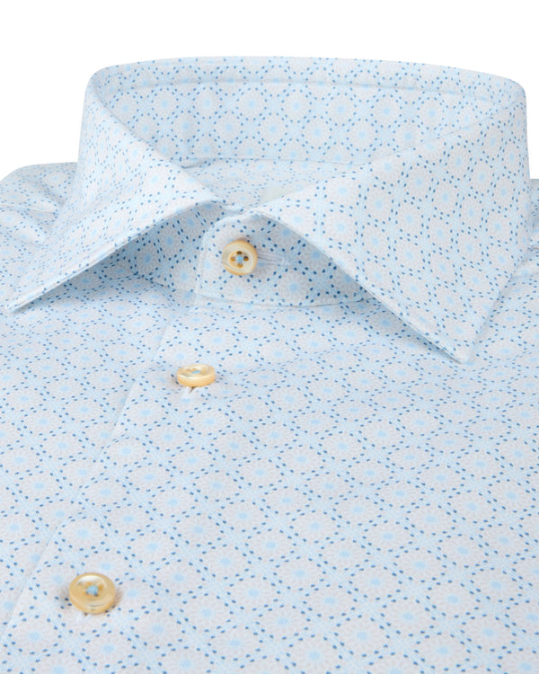 Slim Fit Skjorte Mønster Lyseblå