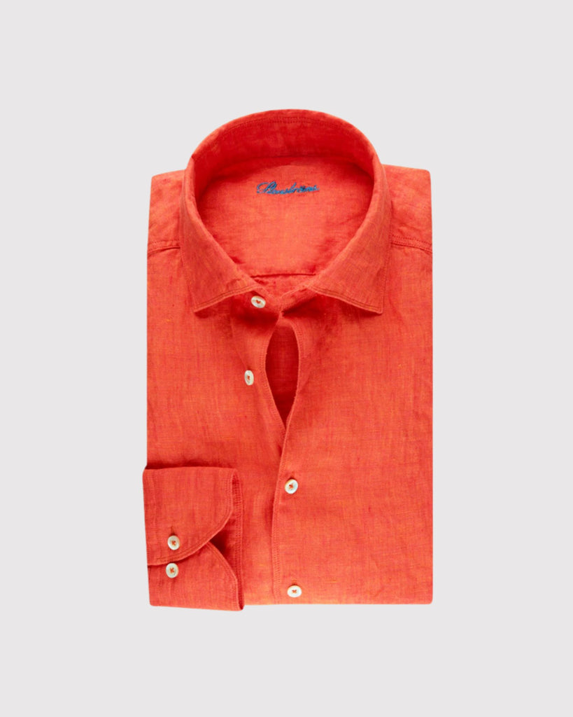 Slim Fit Hørskjorte Orange