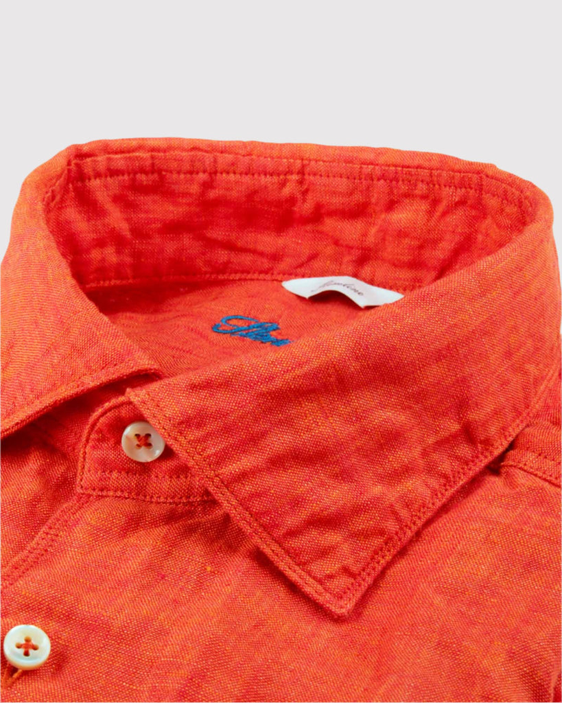 Slim Fit Hørskjorte Orange