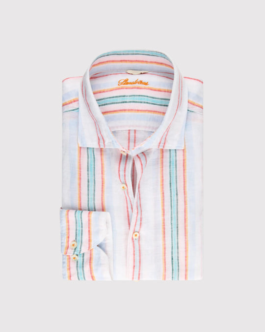 Fitted Body Hørskjorte Stripe Multi