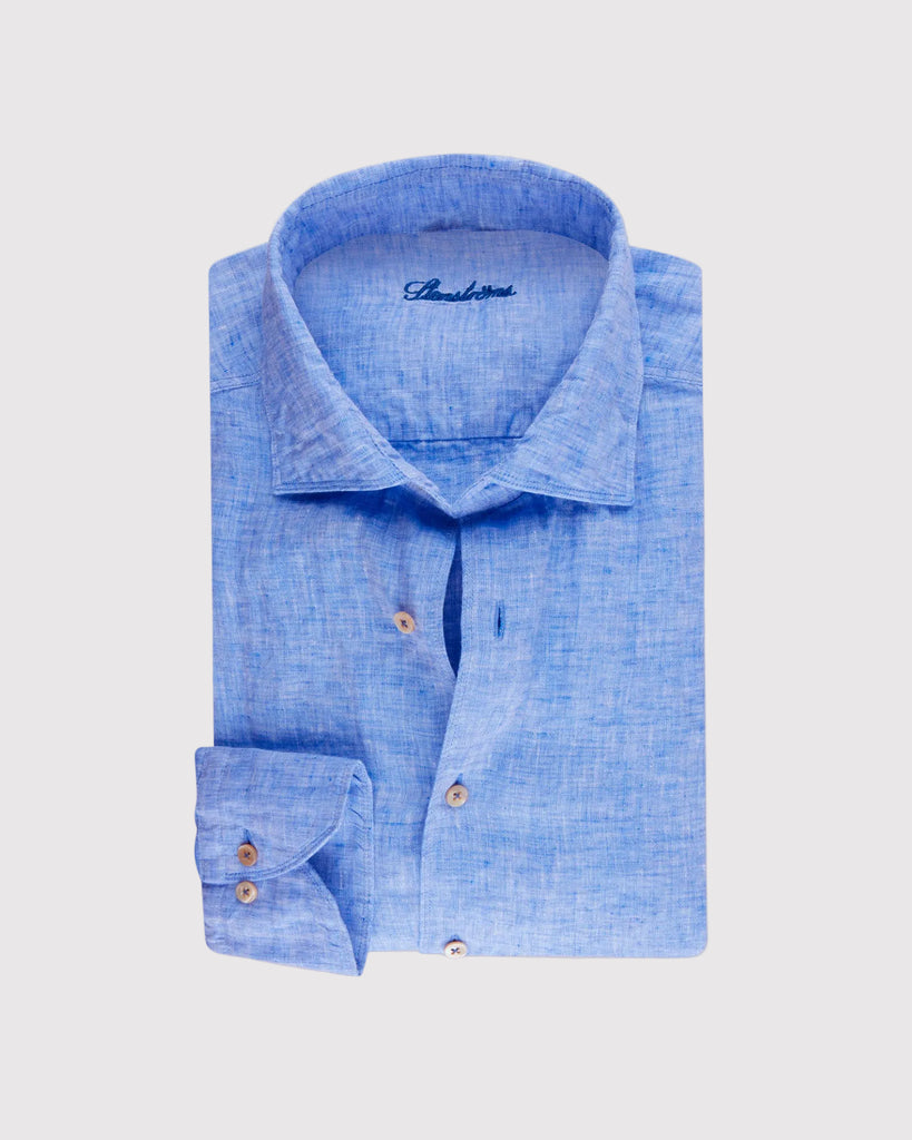 Slim Fit Hør Skjorte Lyseblå