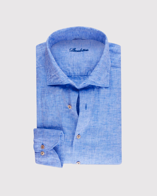 Slim Fit Hør Skjorte Lyseblå