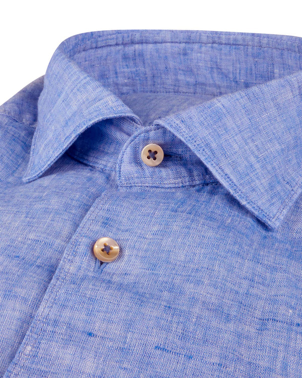 Slim Fit Hør Skjorte Lyseblå
