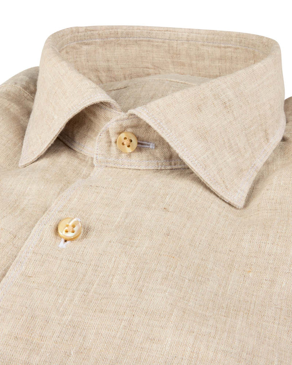 Slim Fit Hør Skjorte Sand