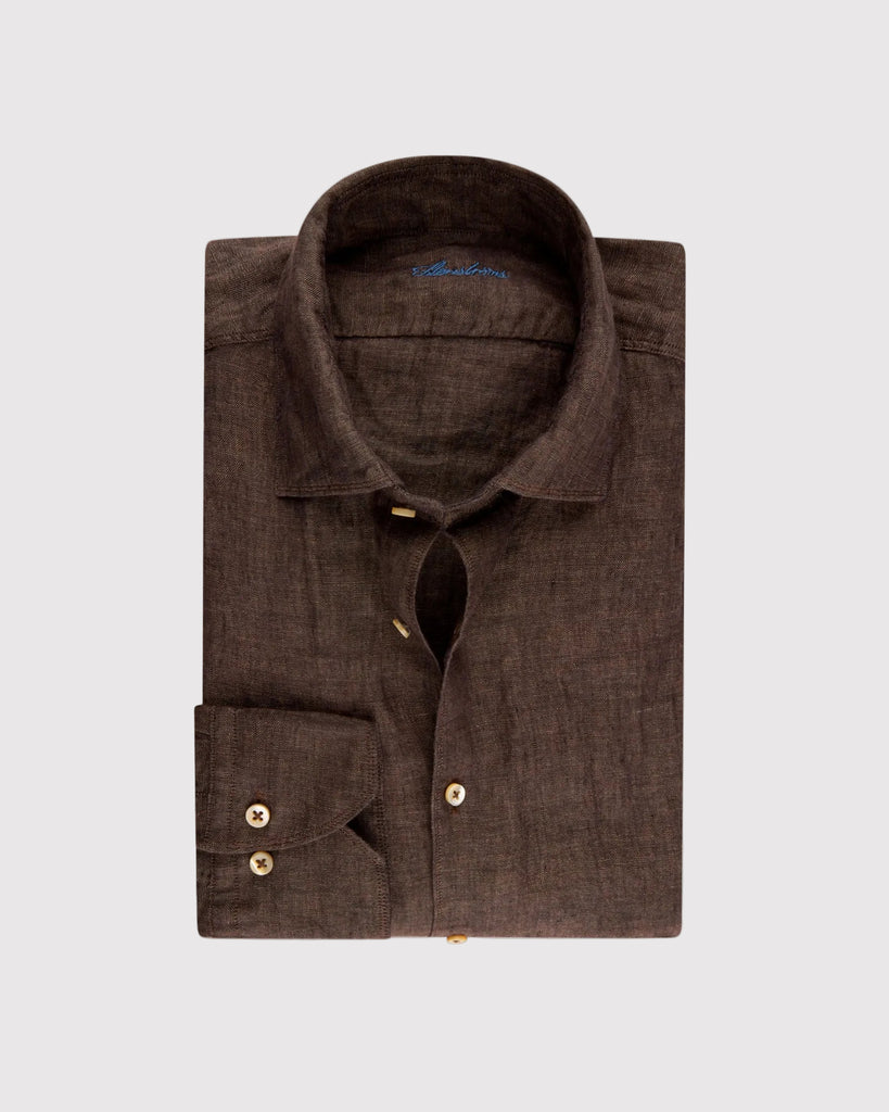 Slim Fit Hør Skjorte Brun