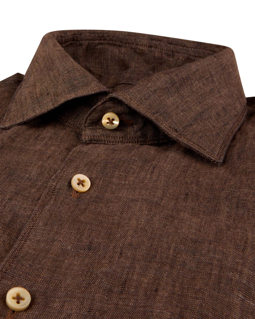 Slim Fit Hør Skjorte Brun