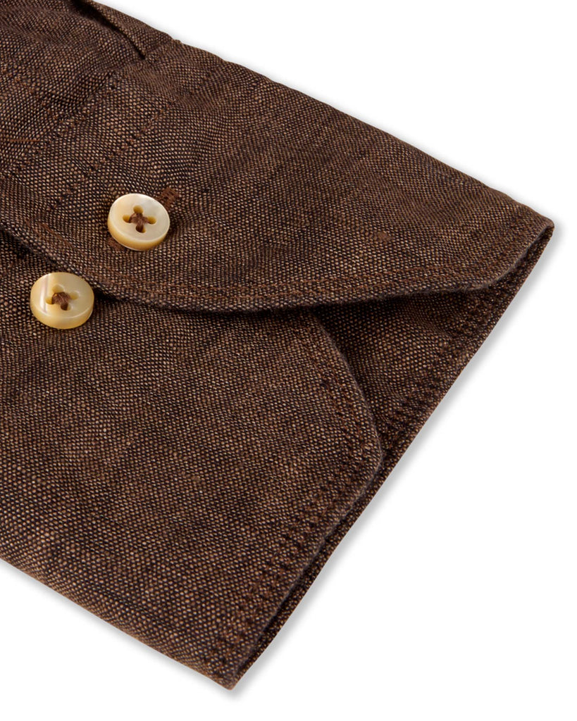 Slim Fit Hør Skjorte Brun