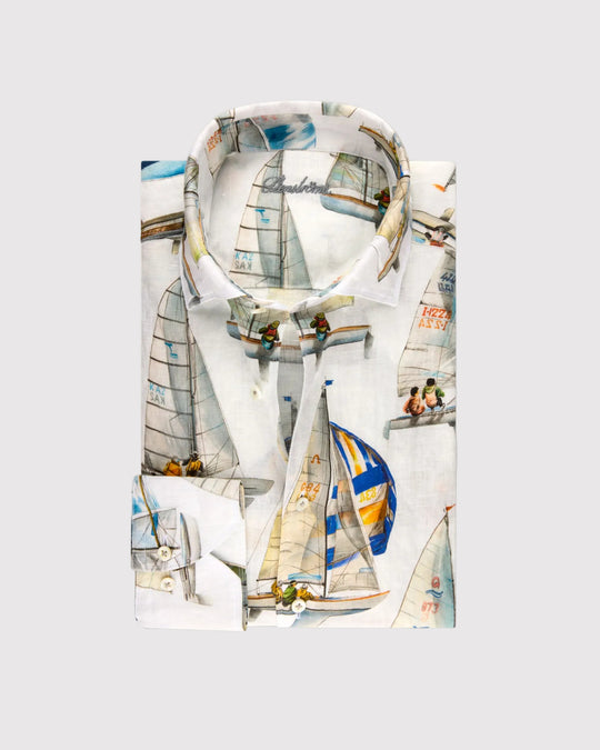 Slim Fit Sailing Skjorte Hør Hvid