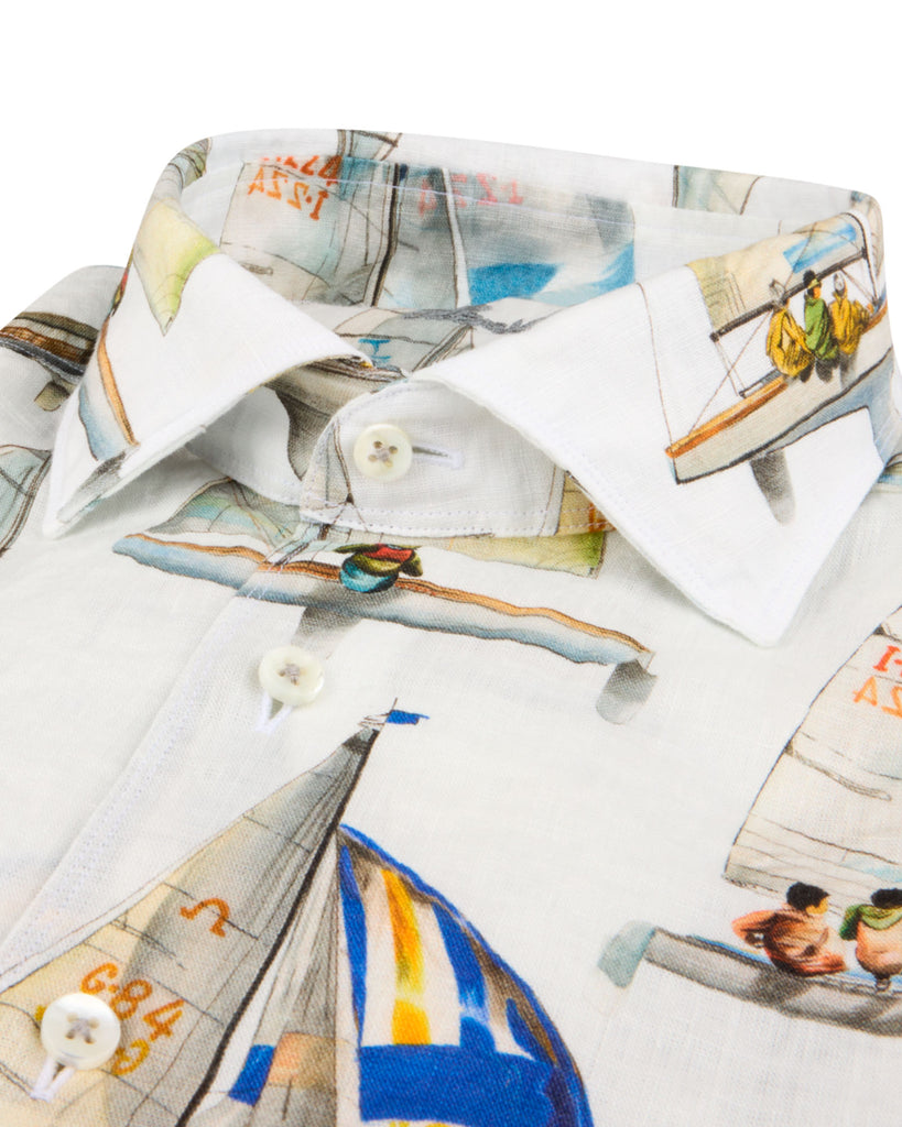 Slim Fit Sailing Skjorte Hør Hvid