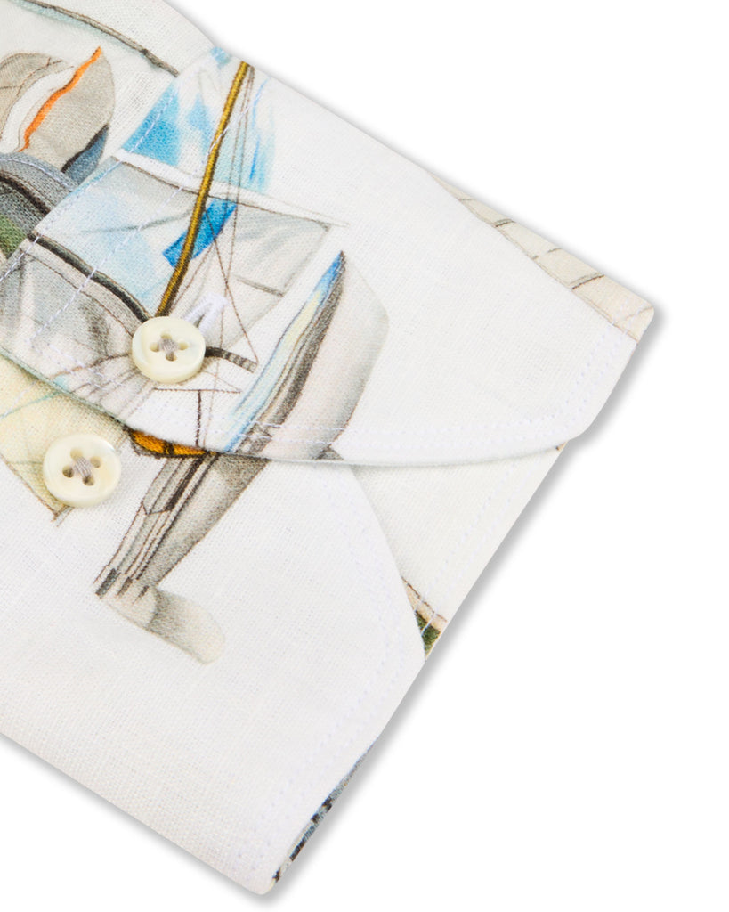 Slim Fit Sailing Skjorte Hør Hvid