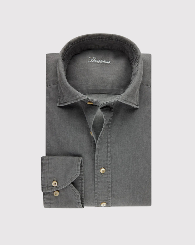 Slim Fit Denim Skjorte Grå
