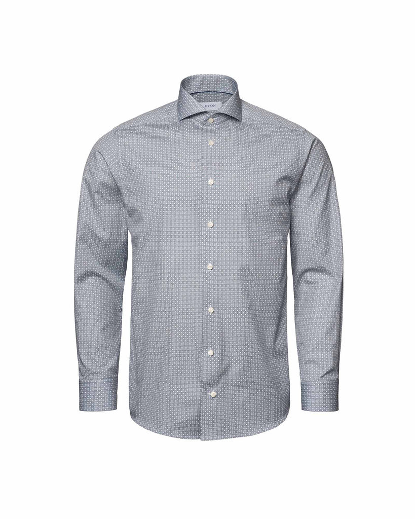 Slim Fit Poplin Print Blå