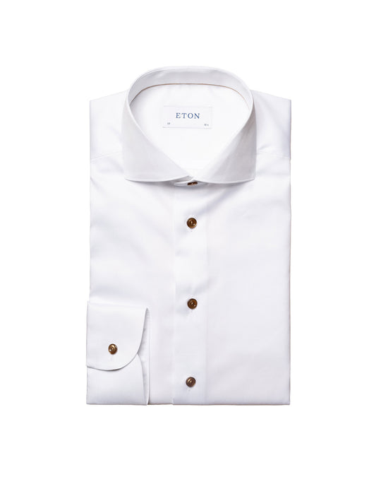 Slim Fit Twill Skjorte Hvid